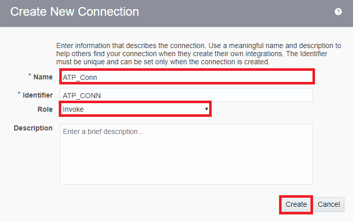 OIC connection adapter oracle ATP