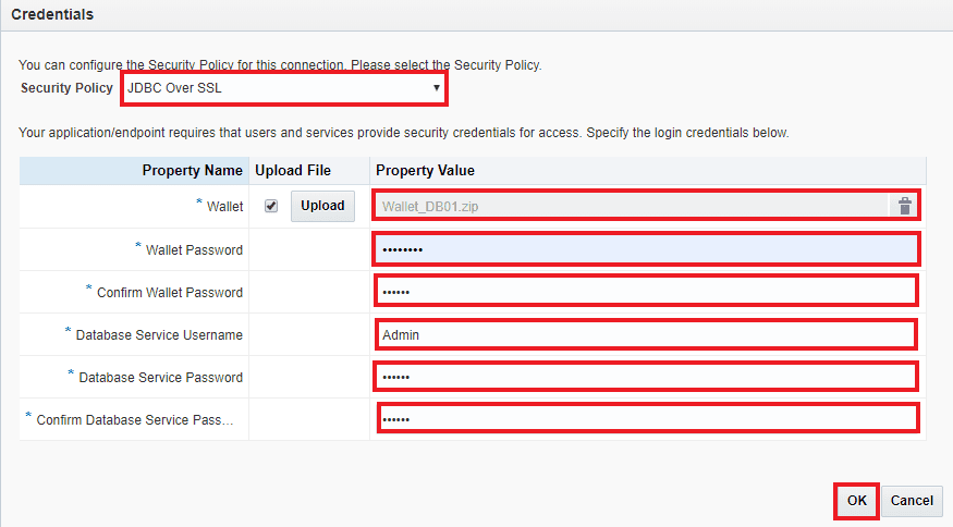 OIC connection adapter oracle ATP