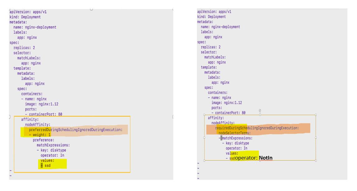 Node affinity and anti-affinity