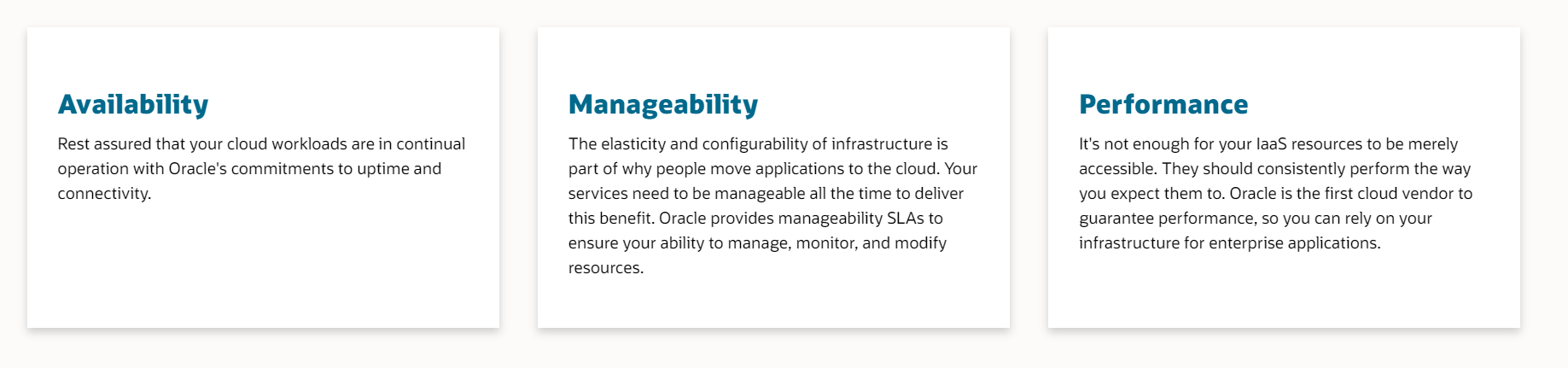 SLA in Oracle Cloud