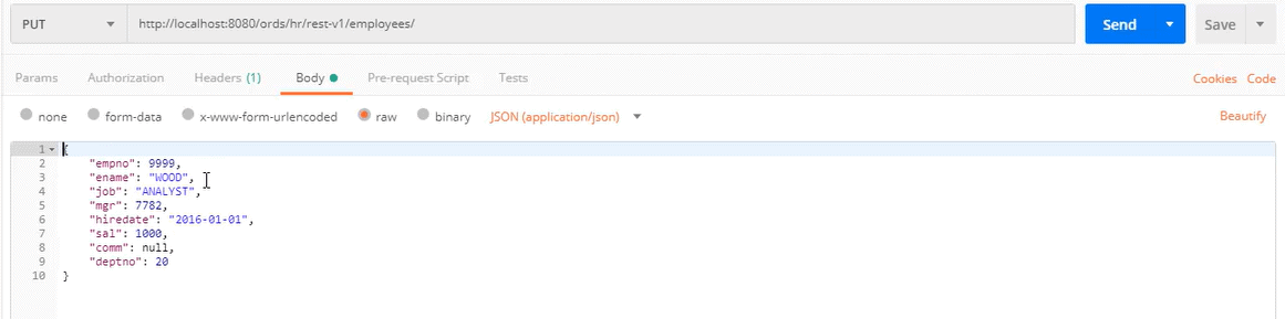 Tesing ORDS in POSTMAN