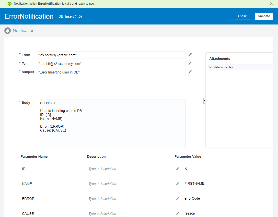 OIC Notification Activity