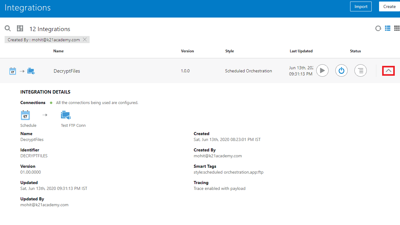 Oracle Integartion Cloud oic integation details