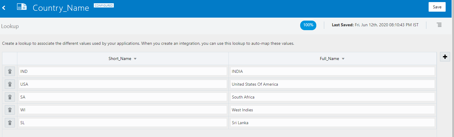 Oracle Integartion Cloud oic creating new lookup