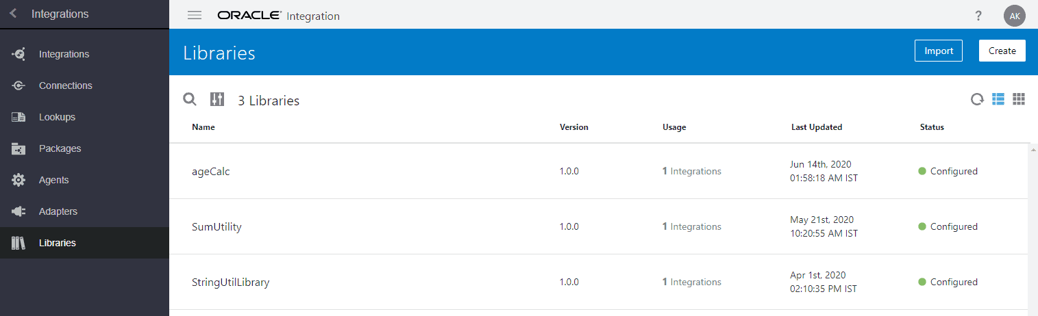Oracle Integration Cloud Services oic Libraries