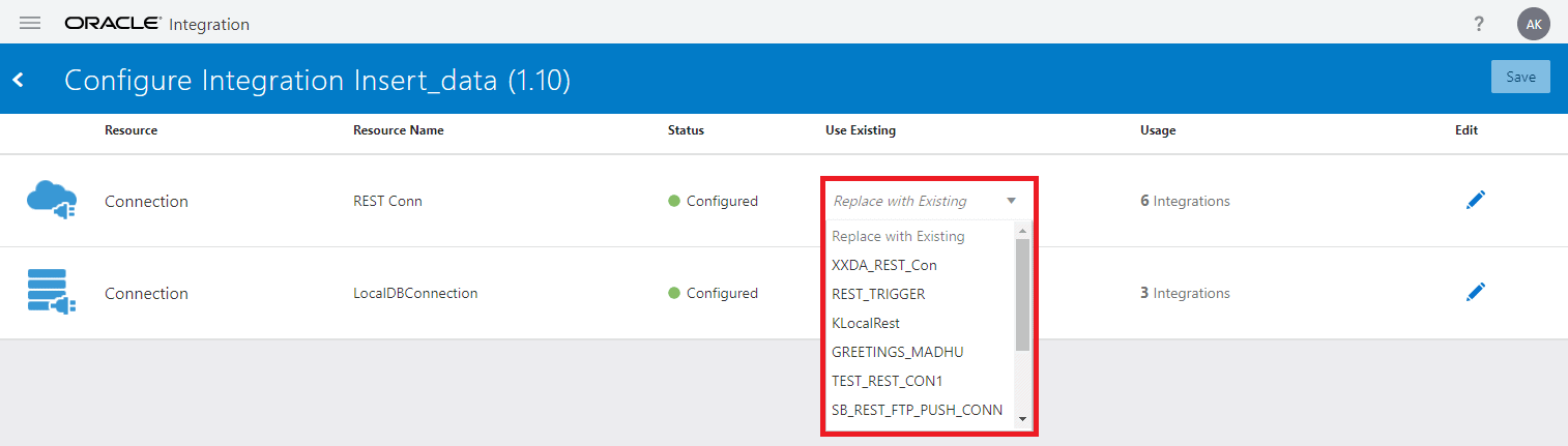 Oracle Integartion Cloud oic connection details