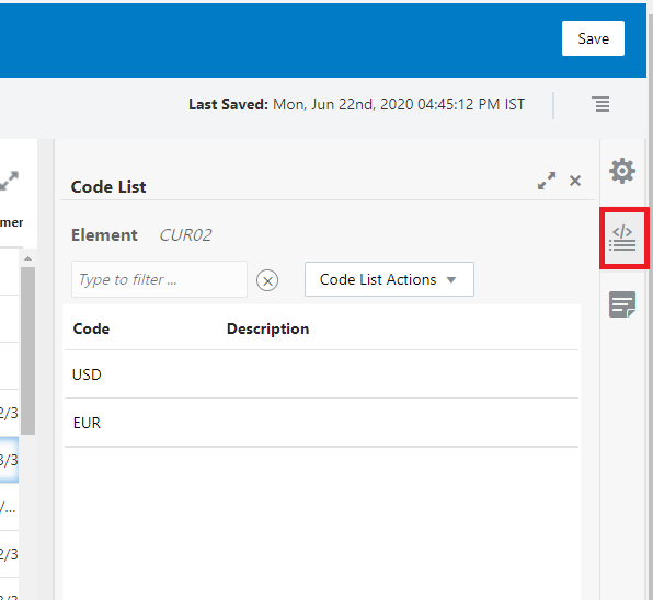 B2B Custom Document Schema Code List