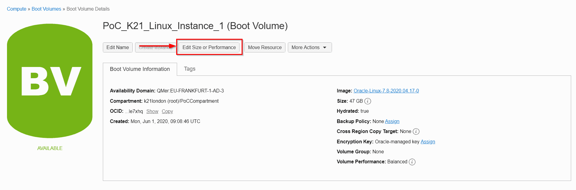 Increasing Boot Volume Size