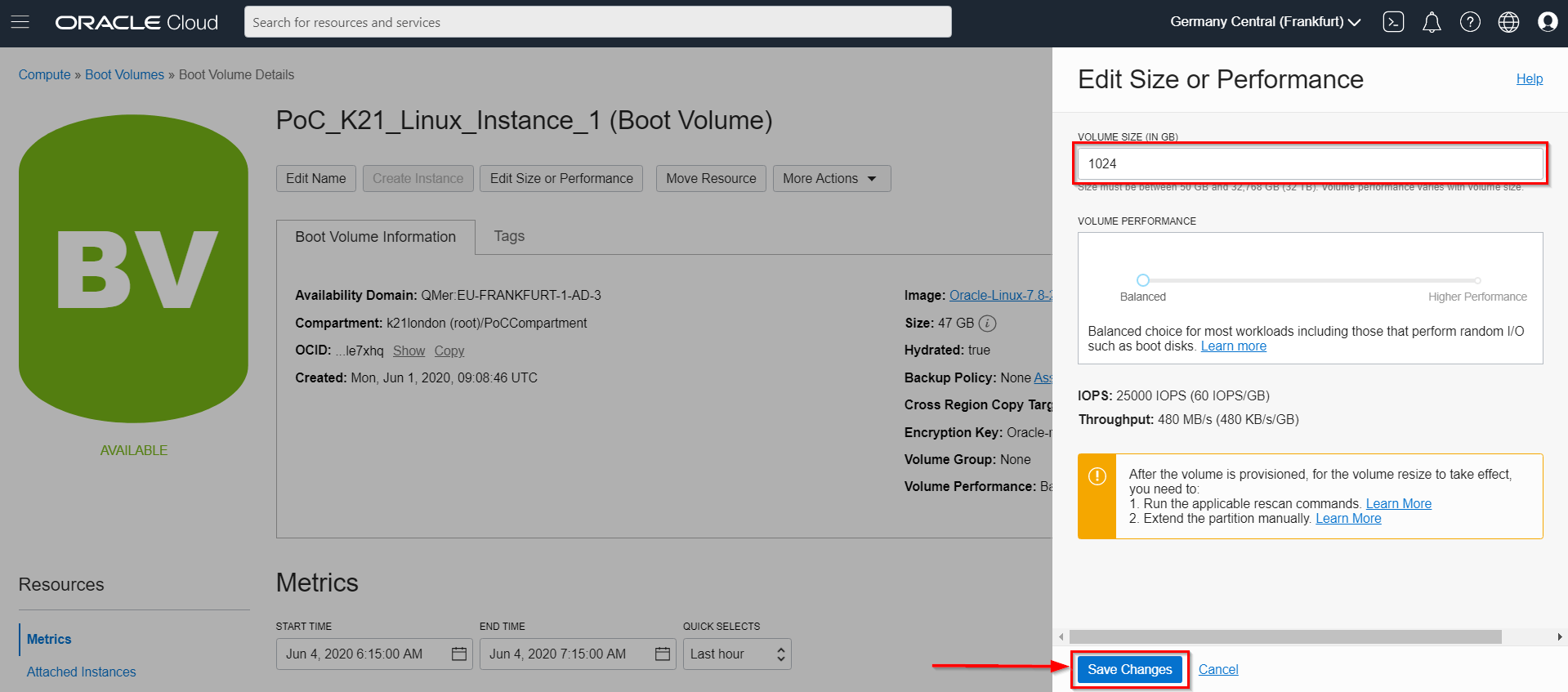 Increasing Boot Volume Size