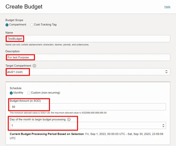 OCI Budgets