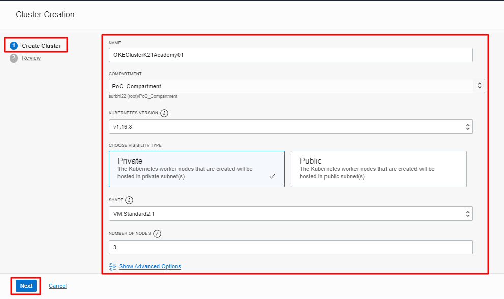 OKE Cluster Creation
