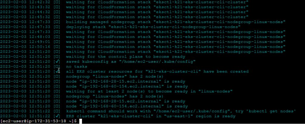 creating eks cluster using cli 
