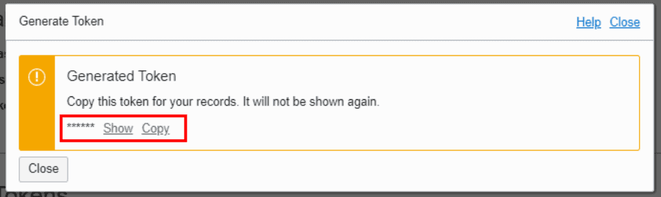 Auth token generated