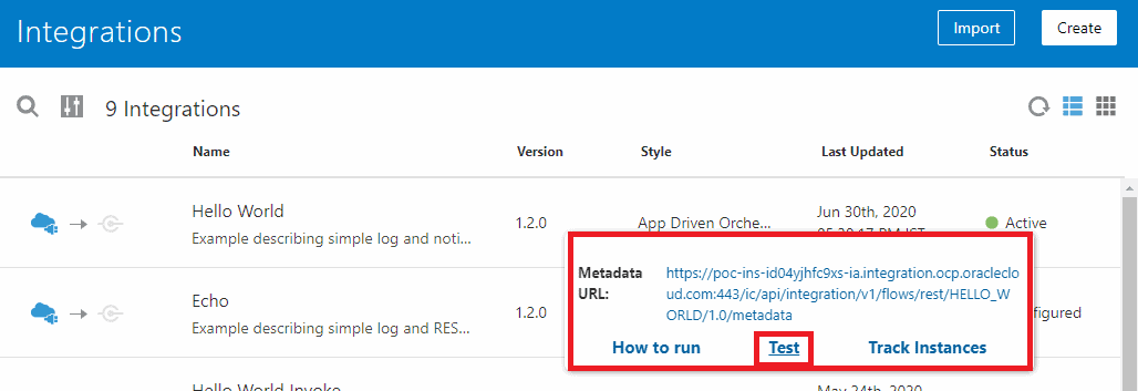 OIC oracle Integration cloud Testing integration