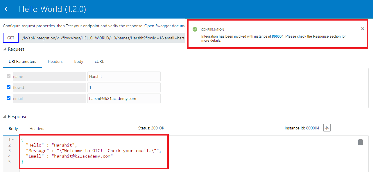OIC oracle Integration cloud Testing integration