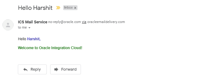 OIC oracle Integration cloud Testing integration Response message