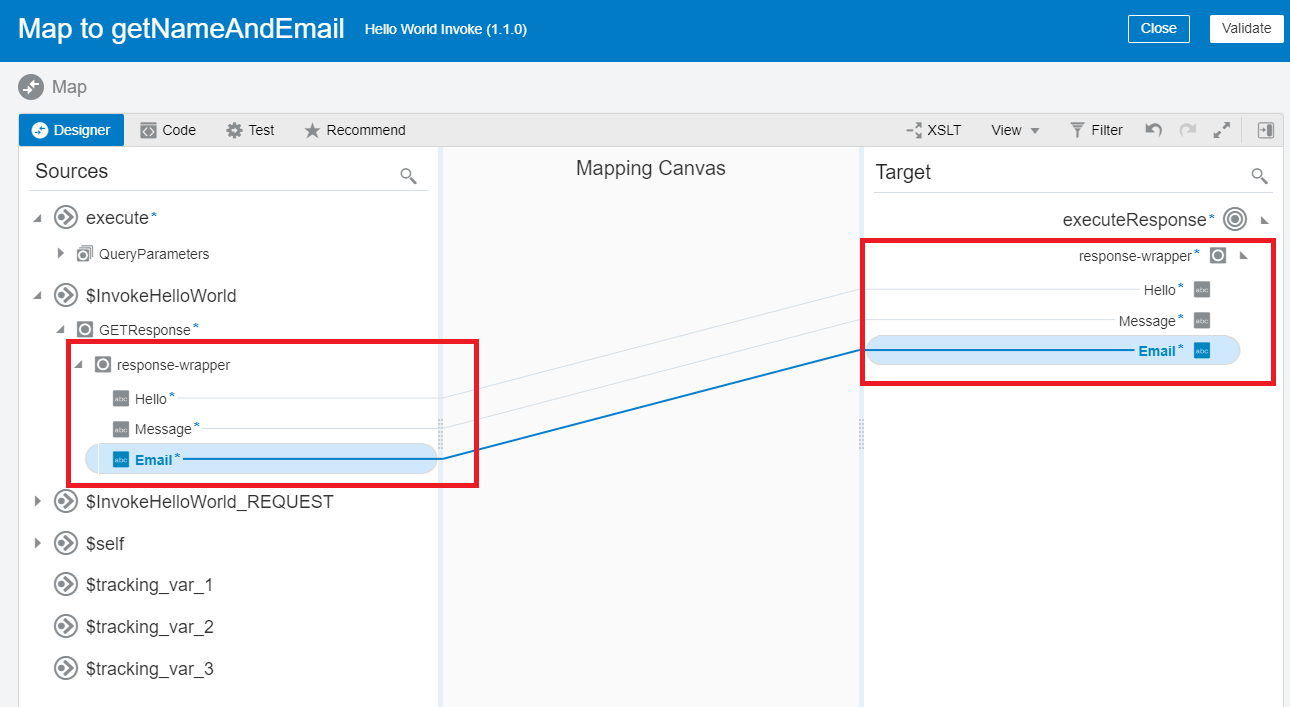 OIC oracle Integration cloud Invoking integration by call action mapping
