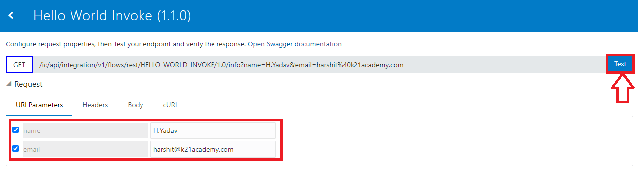 OIC oracle Integration cloud Invoking integration by call integration action testing