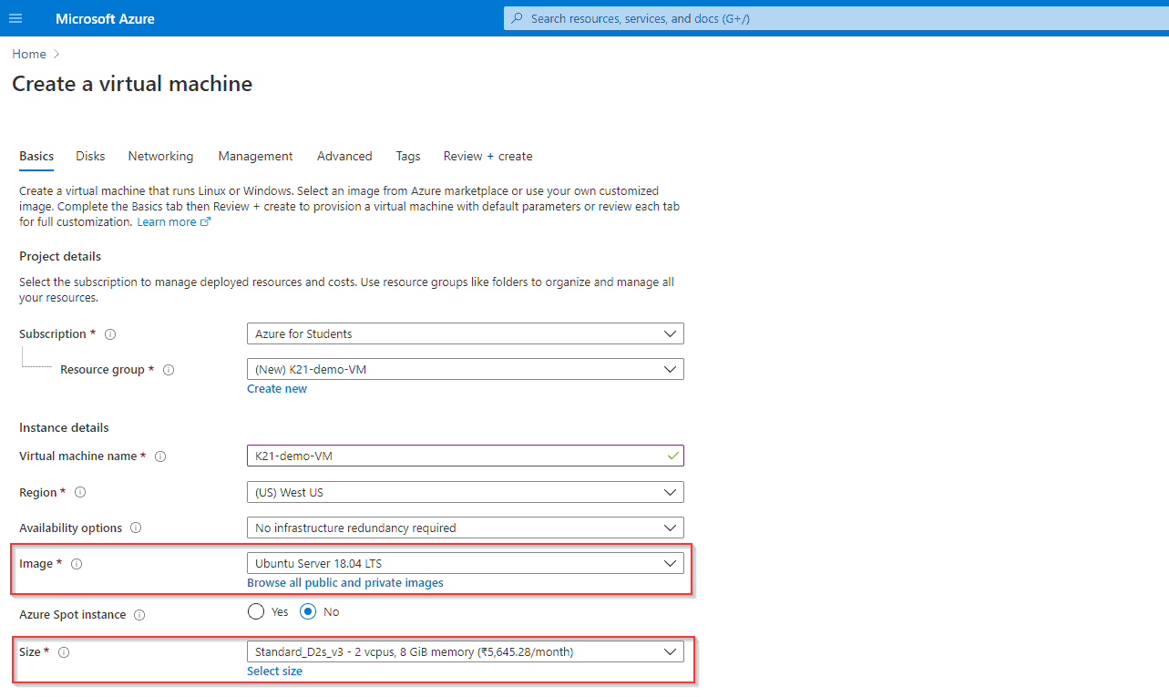 Azure VM Configuration