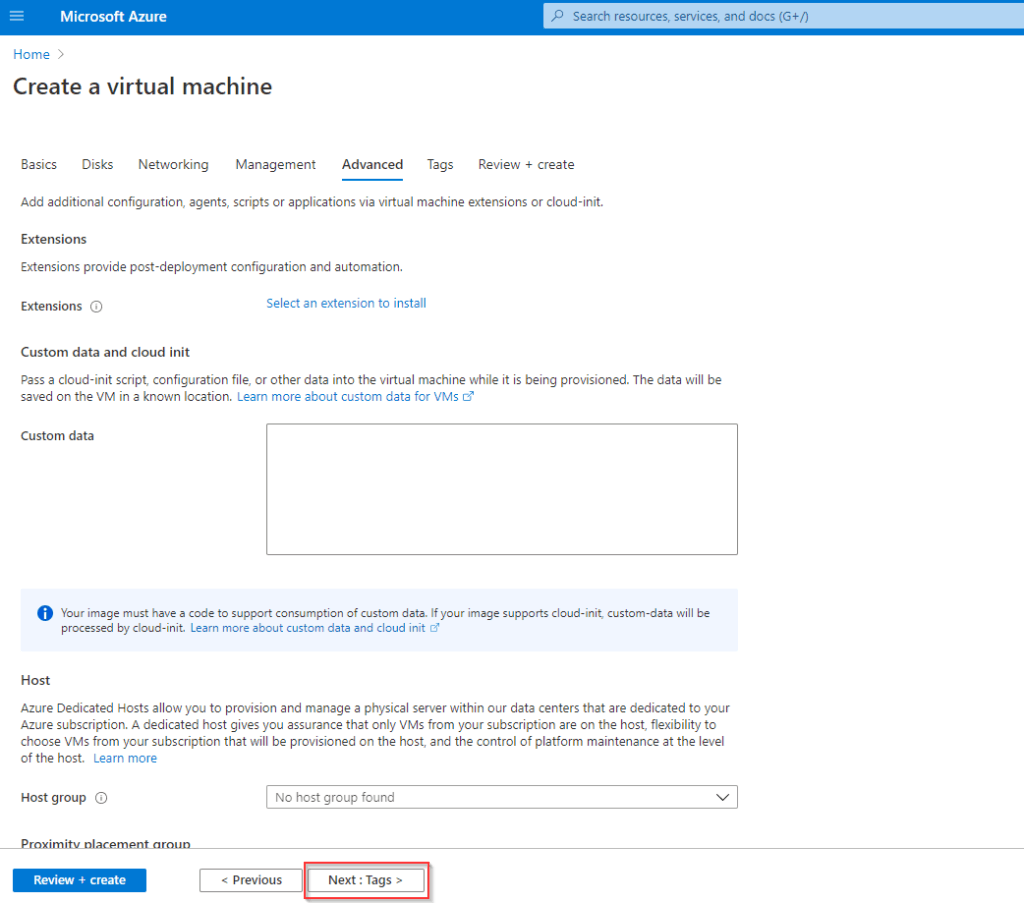 VM Advanced Configuration