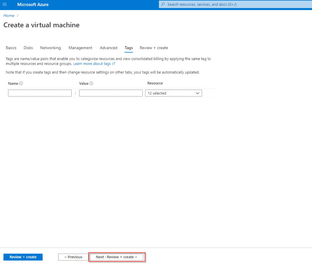 VM Tags Configuration