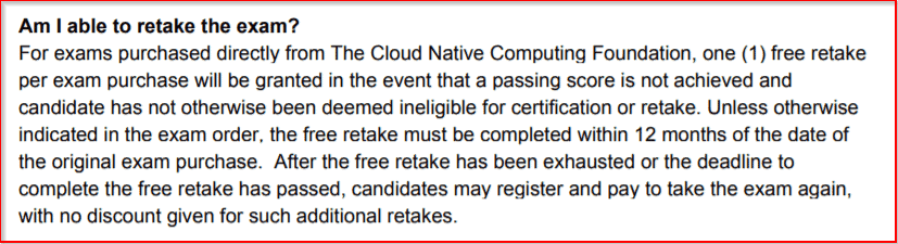 CKAD exam retake ploicy