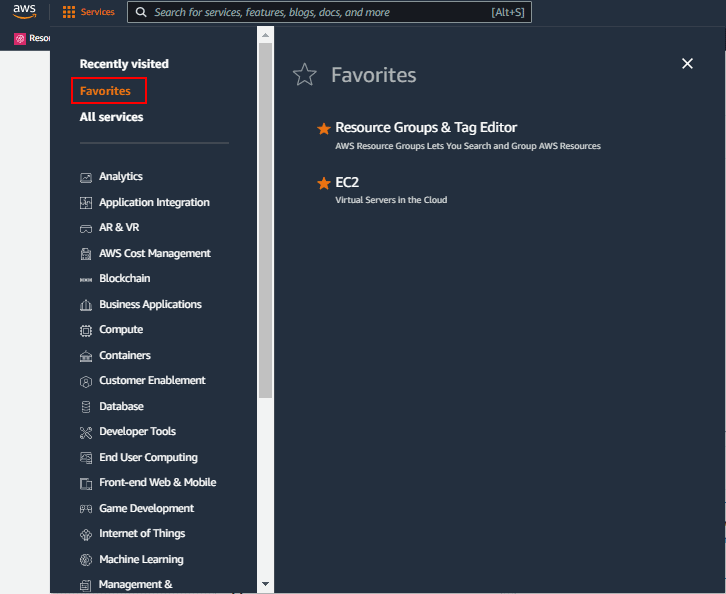 Favourites in AWS