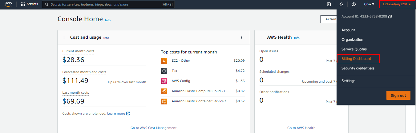 AWS Billing Dashboard