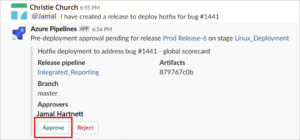 Azure Pipeline approvals from slack