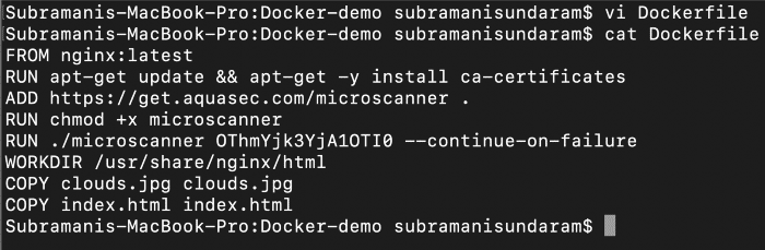 Aqua key integration into docker image