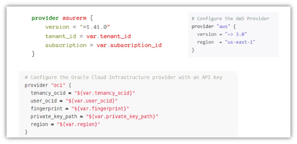 different provider blocks