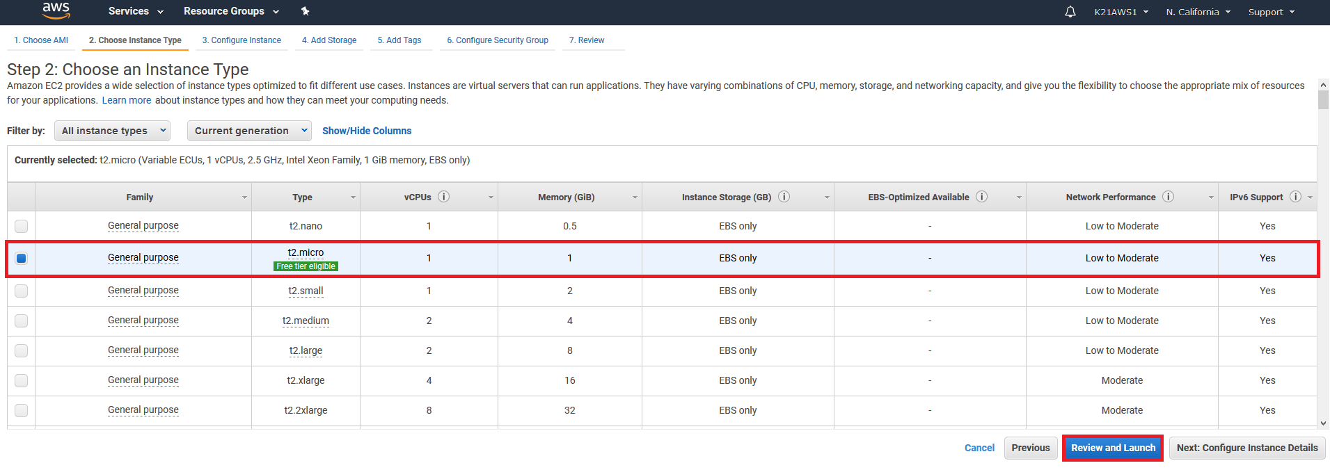 AWS EC2 Instance Type