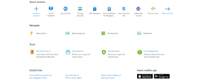 Screenshot of Azure login page