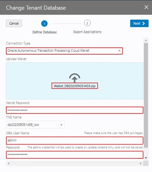 Oracle Autonomous Transaction Wallet.