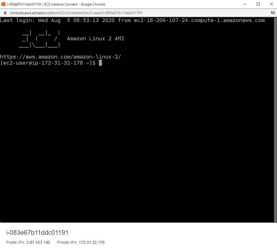 AWS EC2 Browser based SSH connection
