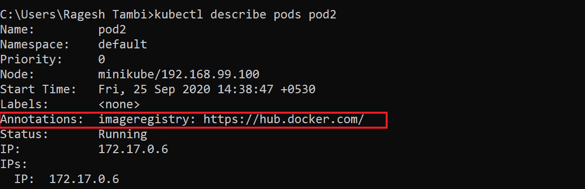 Creating pods with annotations