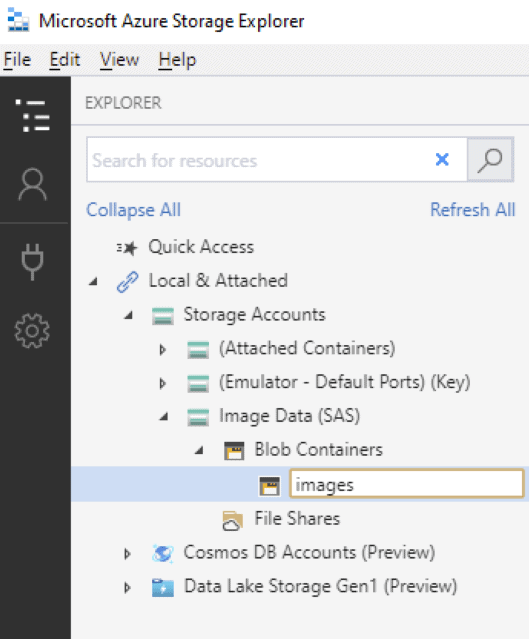 upload images to blob container