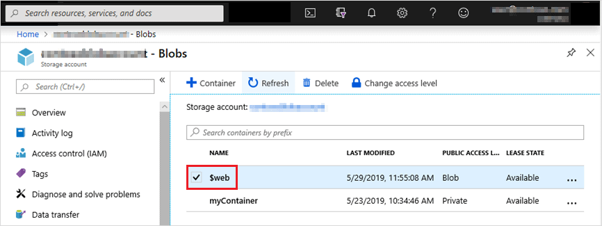 Azure blob storage