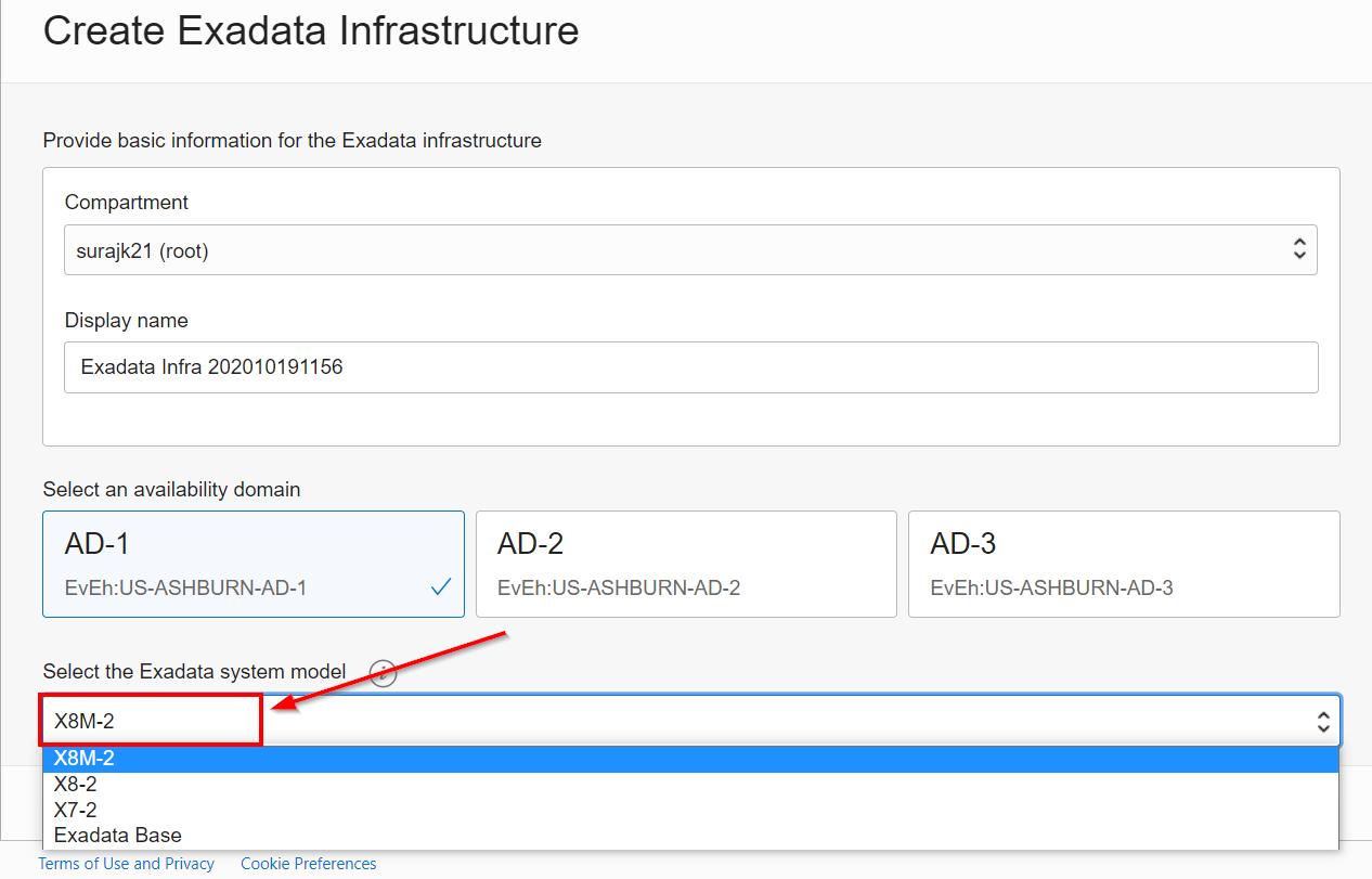 create exadata x8m