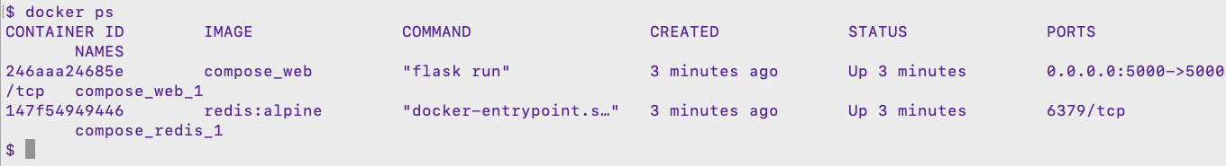 stack using compose commands