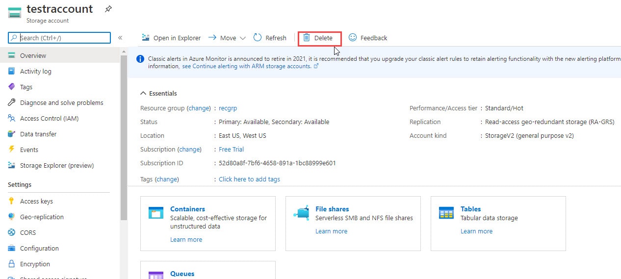 storage account overview