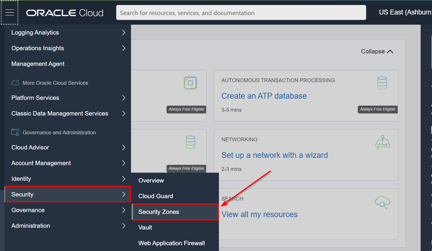 create security zone
