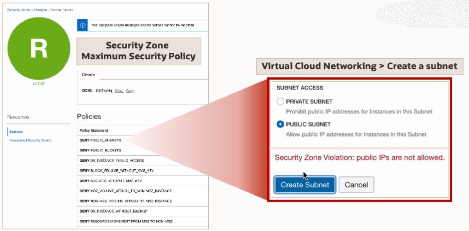 oracle security zones