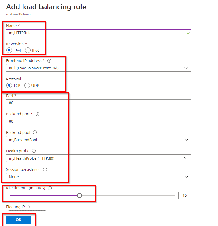 add load balancing rule