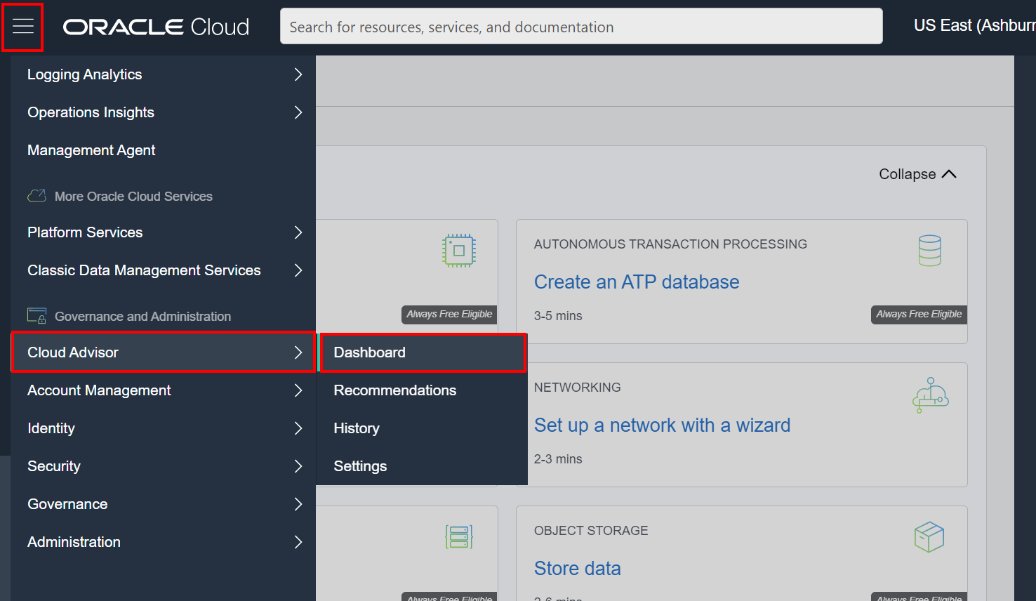 cloud advisor console