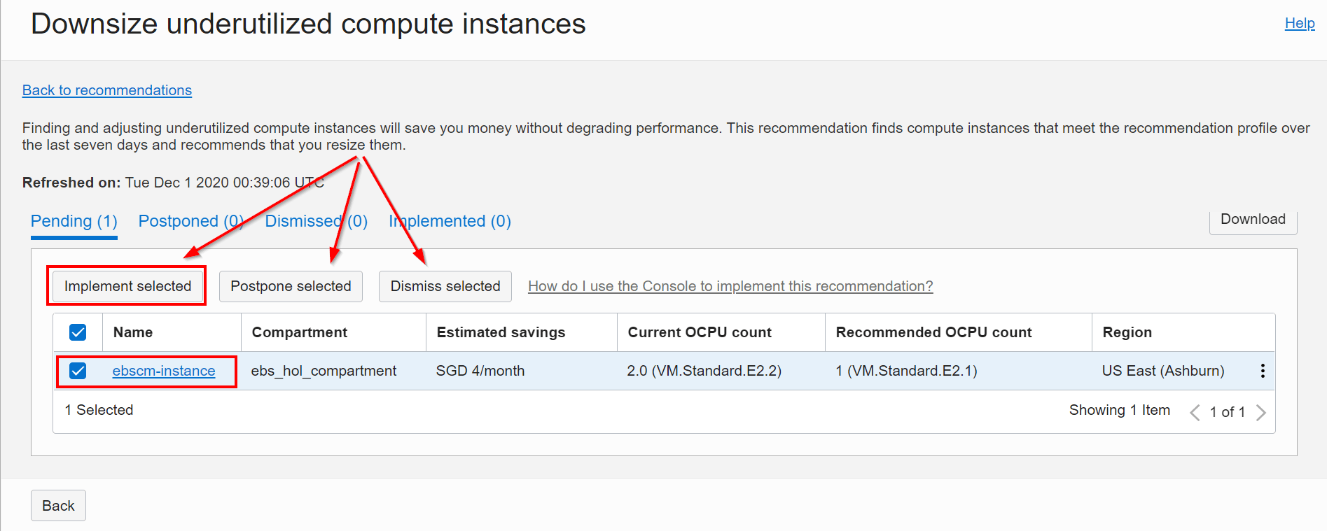 implement recommendation console