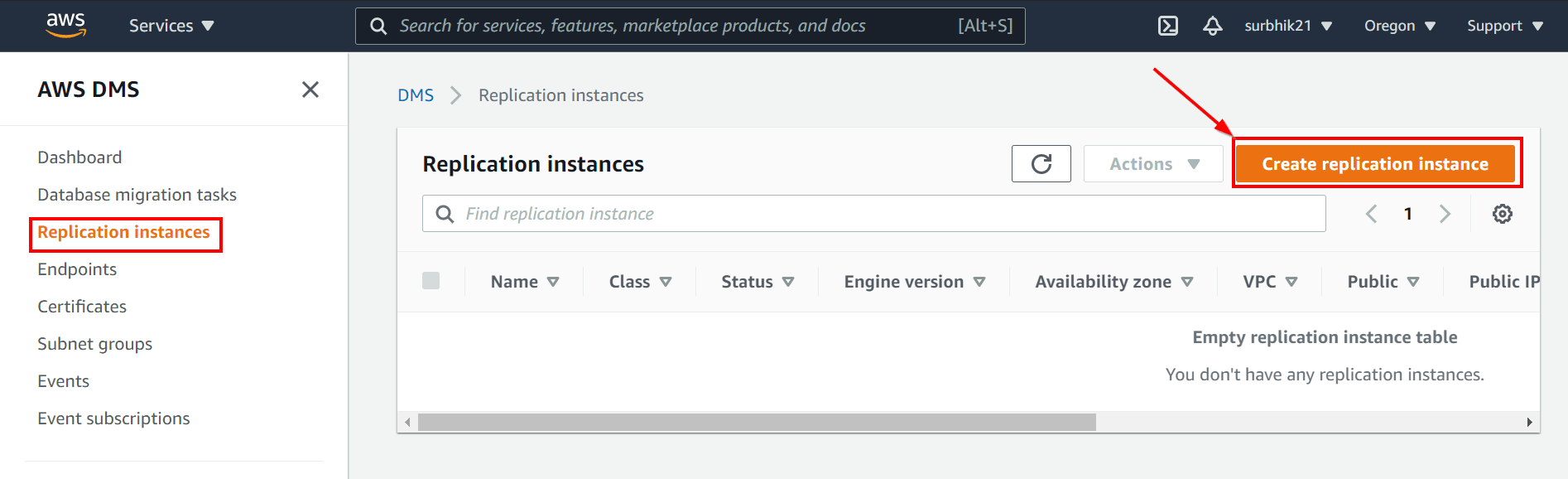 aws replication instance
