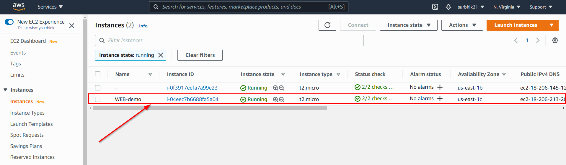 EC2 created via Terraform