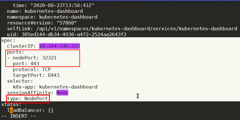 Kubernetes Dashboard Updated Service 