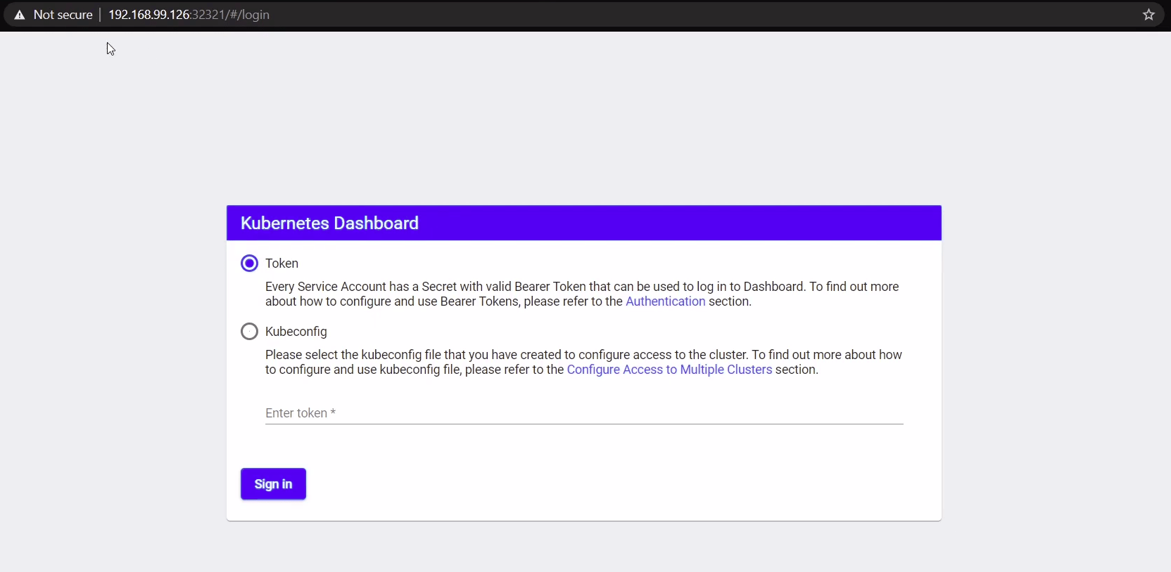 Kubernetes Dashboard Login